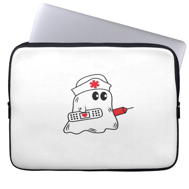 Funda Para Portátil Enfermera de Boo Boo de Halloween Ghost divertida  (Frente)