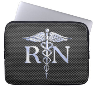 Funda Para Portátil Enfermera rada RN Silver Caduceus Snakes