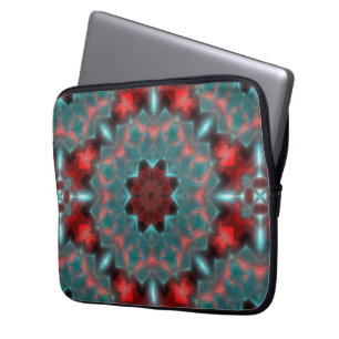 Funda Para Portátil Engranaje digital de vidrio martillado rojo y esti