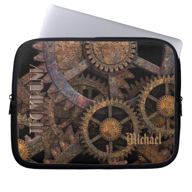 Funda Para Portátil Engranajes y ruedas personalizadas de Steampunk (Frente)