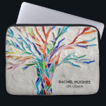 Funda Para Portátil Entrenador de vida de árbol colorido personalizado<br><div class="desc">Esta única manga Lap Top está decorada con una huella de un árbol de mosaico hecho de pequeños trozos de vidrio de colores vivos. Personalizable fácil con tu nombre y profesión. Utilice la opción Personalizar adicional para cambiar el tamaño, estilo o color del texto si lo desea. Porque creamos nuestra...</div>