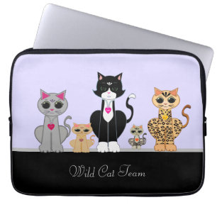 Funda Para Portátil Equipo de gato gatito salvaje en periwinkle claro
