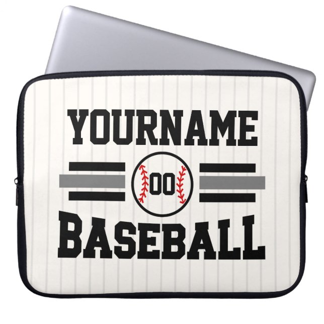Funda Para Portátil Equipo de NOMBRE del jugador de béisbol retro pers (Frente)