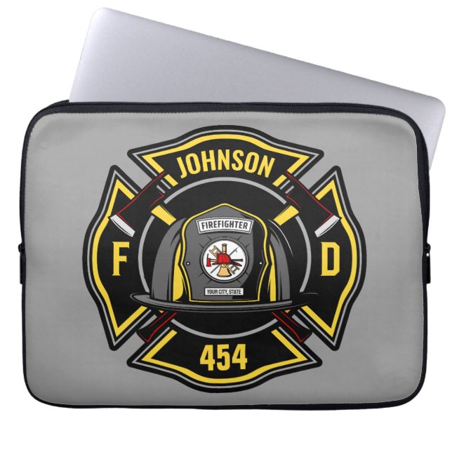 Funda Para Portátil Equipo de rescate del Departamento de Bomberos (Frente)