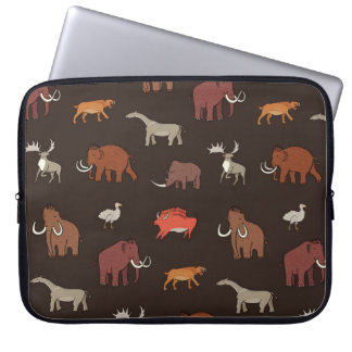 Funda Para Portátil Era Mammoth: Patrón Temático Prehistórico.