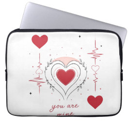 Funda Para Portátil Eres Mío Arte de Línea de Corazón Minimalista