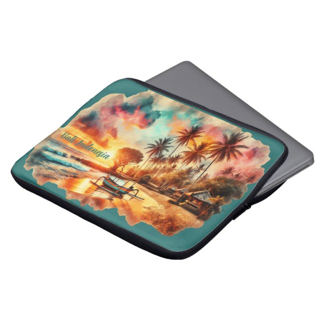 Funda Para Portátil Esbozo acuarela Bali Indonesia Tropical | (Superior anverso)
