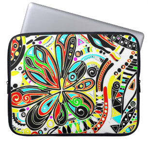 Funda Para Portátil Esbozo de arte de fantasía - Flores abstractas 3