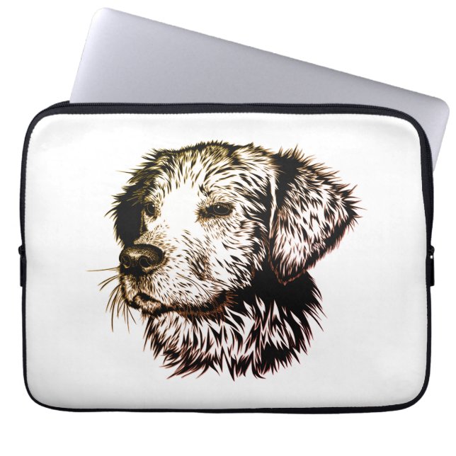 Funda Para Portátil Esbozo de cachorro marrón (Frente)