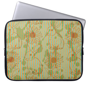 Funda Para Portátil Esbozo de conejo y camomila, parte inmaculada