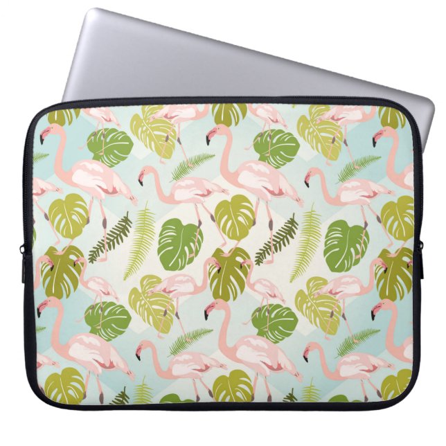 Funda Para Portátil Esbozo de flamingo rosado dibujado a mano. Ilustra (Frente)