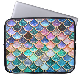 Funda Para Portátil Escalas de Purpurinas de sirenas rosadas Aqua - Es