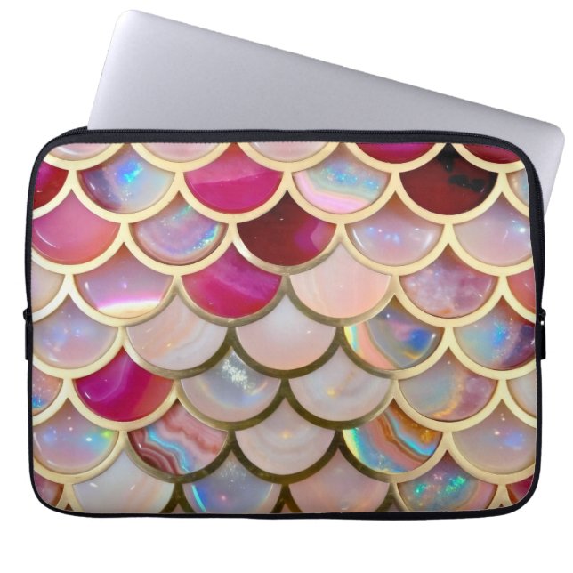 Funda Para Portátil Escalas de sirenas opirlandesas rosadas (Frente)