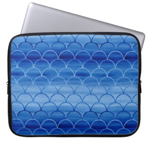 Funda Para Portátil Escalas geométricas de color azul prusiano