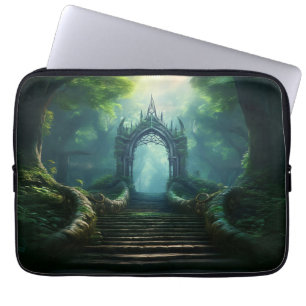 Funda Para Portátil Escaleras de la antigua puerta de un bosque encant