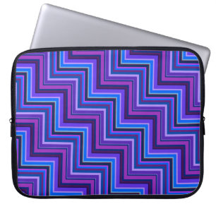 Funda Para Portátil Escaleras de rayas azules y violetas