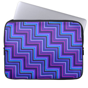 Funda Para Portátil Escaleras de rayas azules y violetas