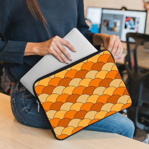 Funda Para Portátil Escamas de dragón, abanicos, olas, Seigaiha, naran