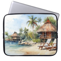 ESCENA COSTERA TROPICAL AL ACUARELA