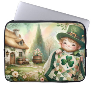 Funda Para Portátil Escena de colcha de patchwork Cottage Leprechaun