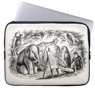 Funda Para Portátil Escena de la selva de los 1800s del elefante de la