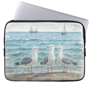 Funda Para Portátil Escena de playa de verano Océano Playa Agua Gaviot