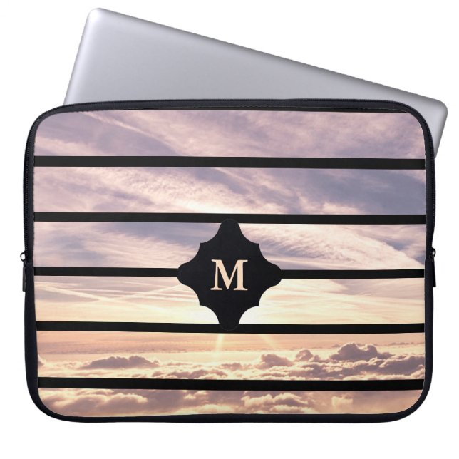 Funda Para Portátil Escena del cielo monogramada (Frente)
