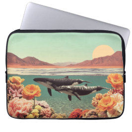 Funda Para Portátil Escena Oceánica Surrealista Con Ballenas Y Coral