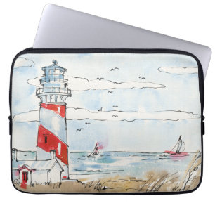 Funda Para Portátil Escena roja y blanca del faro