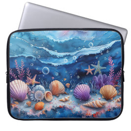 FUNDA PARA PORTÁTIL ESCENA SUBMARINA VIVAMENTE COLOREADA CON CONCHAS M
