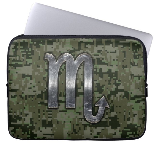 Funda Para Portátil Escorpio Zodiac Símbolo Olive Green Camo Digital (Frente)