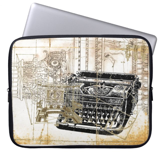 Funda Para Portátil escritor de hipster periodista máquina de escribir (Frente)