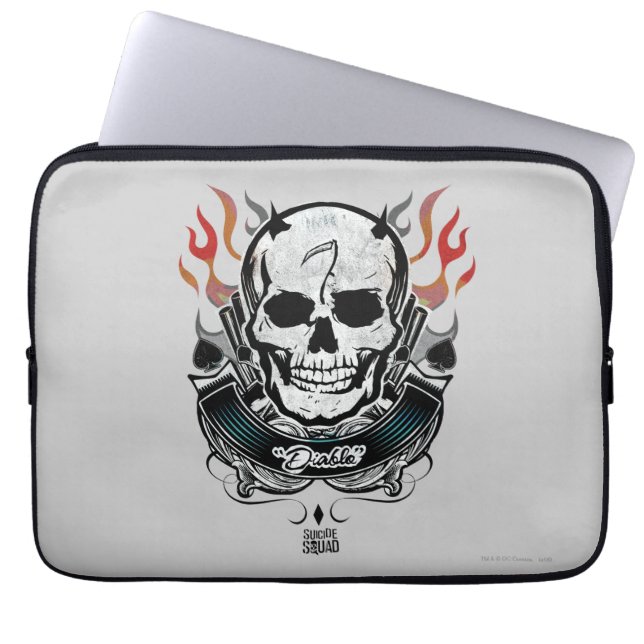 Funda Para Portátil Escuadrón suicida | Diablo Skull & Flames Tattoo A (Frente)