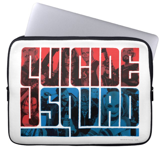 Funda Para Portátil Escuadrón suicida | Logotipo rojo y azul (Frente)