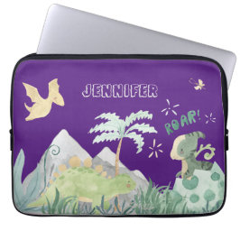 Funda Para Portátil Escuela Cute Dinosaur Purple