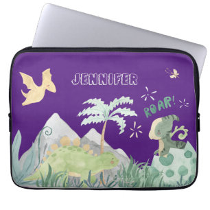 Funda Para Portátil Escuela Cute Dinosaur Purple