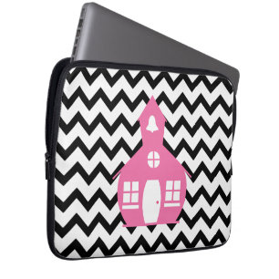 Funda Para Portátil Escuela rosada + Profesor negro de Chevron