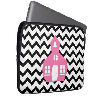 Funda Para Portátil Escuela rosada + Profesor negro de Chevron