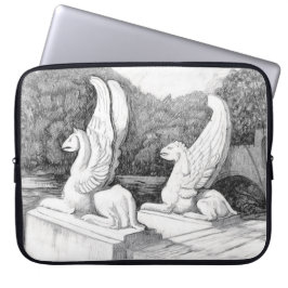 Funda Para Portátil Escultura de Griffins lápiz monocromo Art