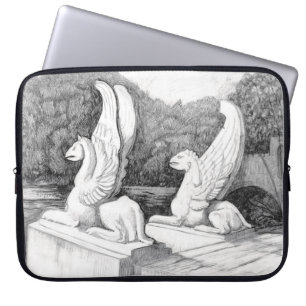 Funda Para Portátil Escultura de Griffins lápiz monocromo Art