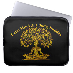 Funda Para Portátil Escultura intrincada del Buda de Oro