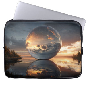 Funda Para Portátil Esfera reflectante surrealista con nubes de puesta