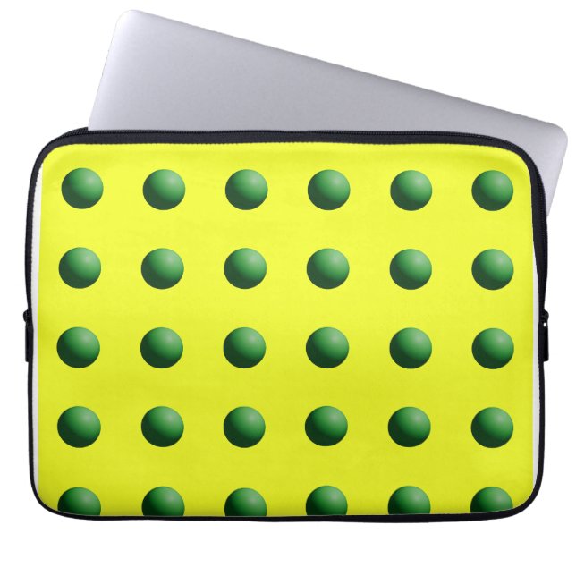 Funda Para Portátil Esferas Verdes sobre Amarillo (Frente)