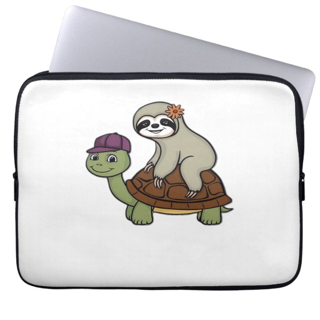 Funda Para Portátil Eslogan montando una tortuga clásica camiseta (Frente)