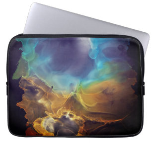 Funda Para Portátil Espacio Nebula amarillo azul Alcohol Tinta arte