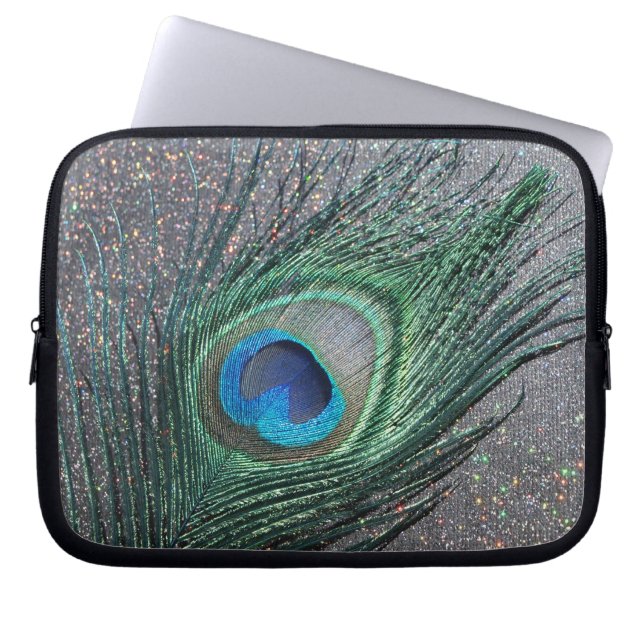 Funda Para Portátil Espantosamente Black Peacock Feather Still Life (Frente)