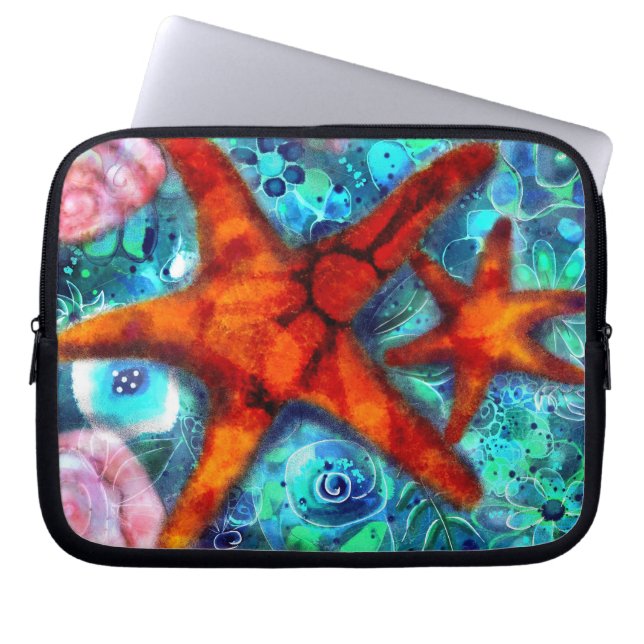 Funda Para Portátil Espectacular Starfish SeashelBeach Verde azulado P (Frente)