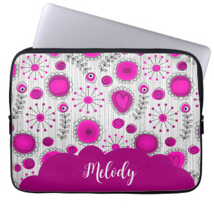 Funda Para Portátil Espectaculares corazones blancos rosados florales