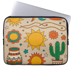 Funda Para Portátil Espectaculares Patrones bohemios, soles dibujados