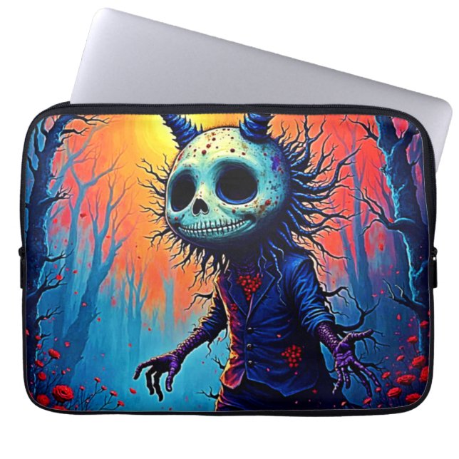 Funda Para Portátil Espeluznante demonio en el diseño de Spooky Woods (Frente)